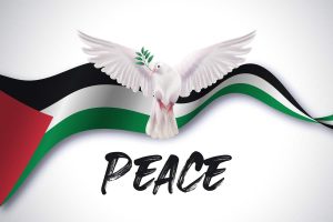 bird in the middle of Palestinian flag