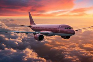 planes-wing-cuts-through-sky-cotton-candy-clouds-radiant-sunset