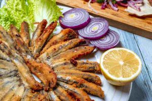 anchovy with lemon plate
